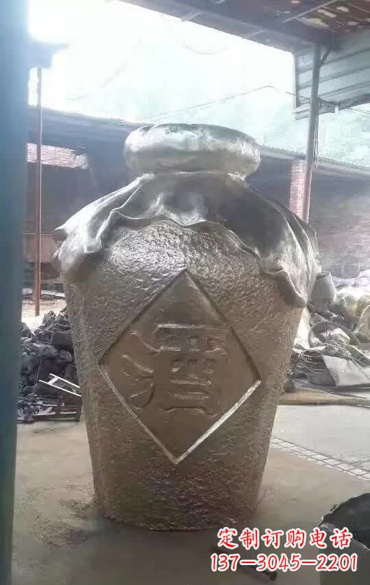 宁波传统文化气质的酒坛铜雕