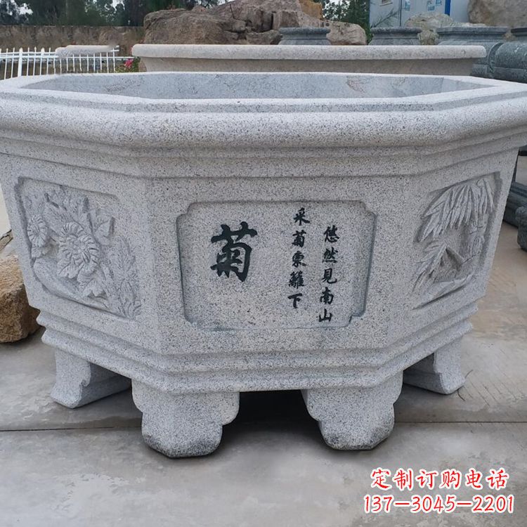 宁波精美砂岩花盆雕塑,点缀精致家居