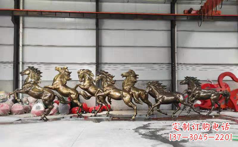 宁波高贵雕塑,骏马奔腾玻璃钢动物雕塑户外摆件
