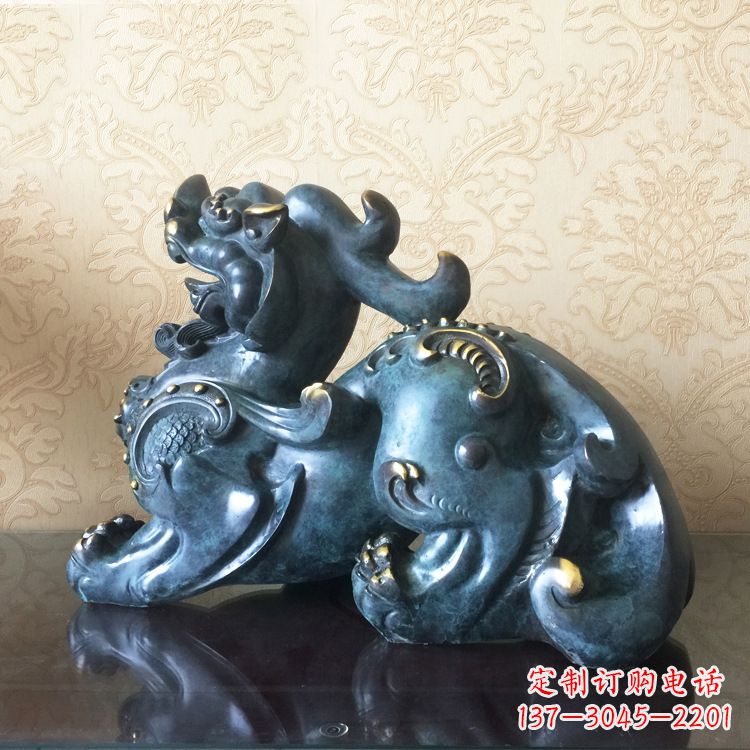 宁波烤漆铜雕貔貅神兽动物摆件