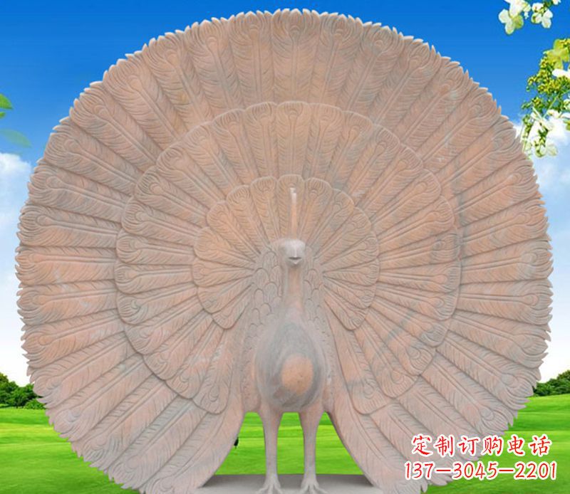 宁波孔雀开屏石雕公园动物摆件