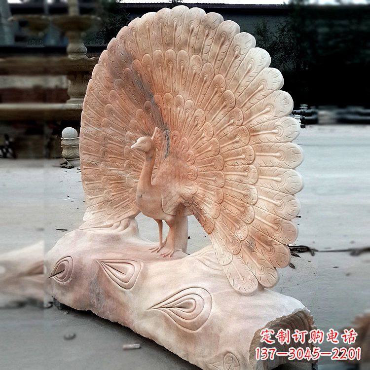 宁波孔雀晚霞红石雕