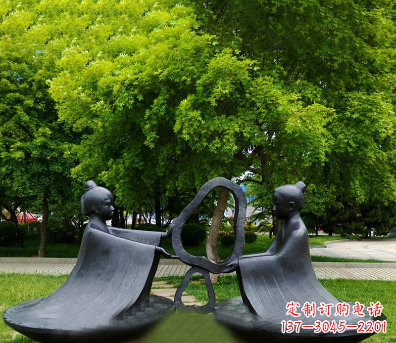 宁波孔融让梨公园铜雕