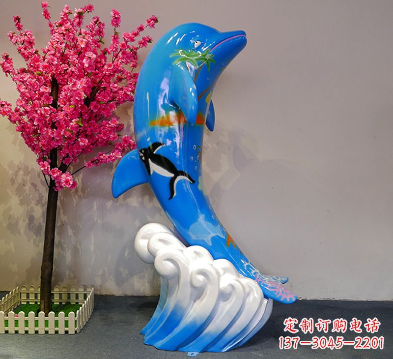 宁波蓝色海豚彩绘雕塑,装点您的园林景观