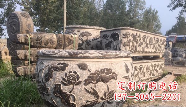宁波出类拔萃的丝绸石浮雕仿古圆水缸