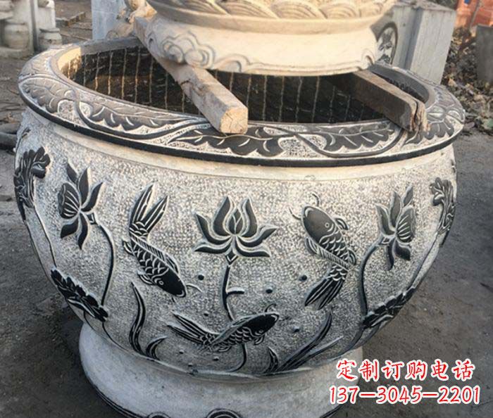 宁波中领雕塑-仿古圆水缸雕塑