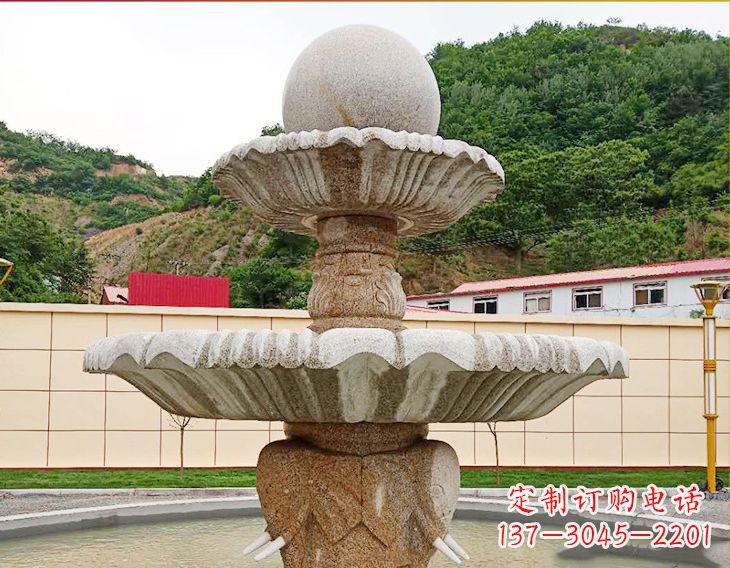 宁波精致莲花石雕喷泉,添点艺术气息