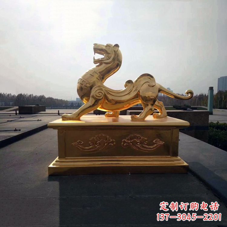 宁波引领神兽,虎魂鎏金铜雕