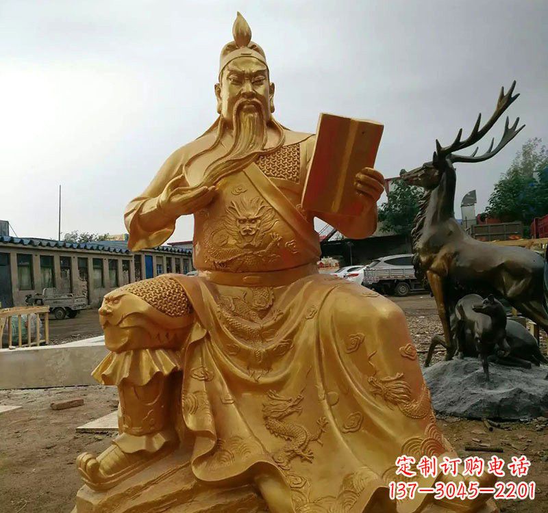 宁波鎏金关公铜雕塑,历久弥新
