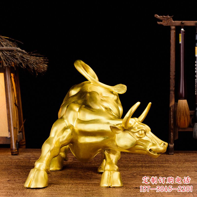 宁波鎏金华尔街铜牛生肖动物雕塑
