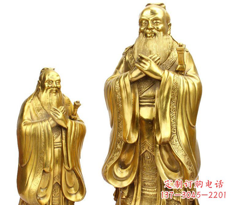 宁波鎏金质感精美孔子铜雕像