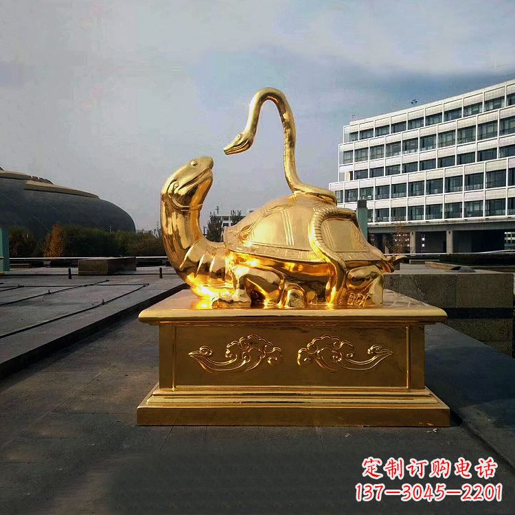 宁波鎏金上古神兽玄武动物铜雕塑