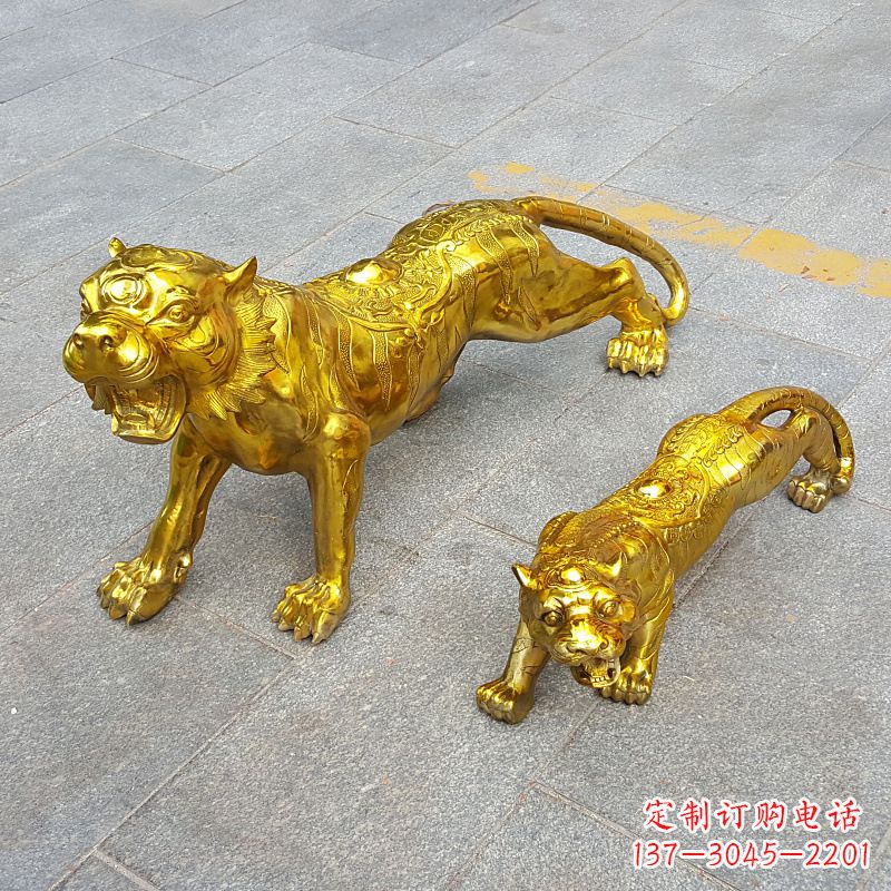 宁波鎏金老虎,铜雕工艺精美