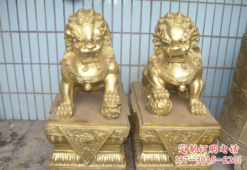 宁波北京狮子雕塑,高雅典雅的手工鎏金铜制品