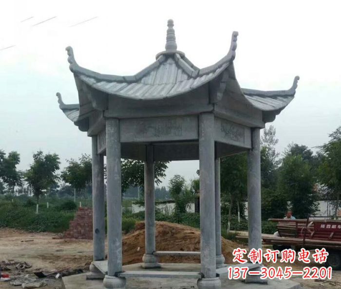 宁波六角石雕凉亭 (4)