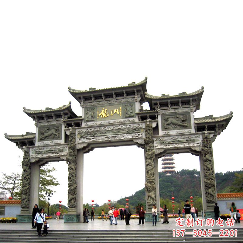 宁波龙山景区大型石头雕塑牌楼,定制之选