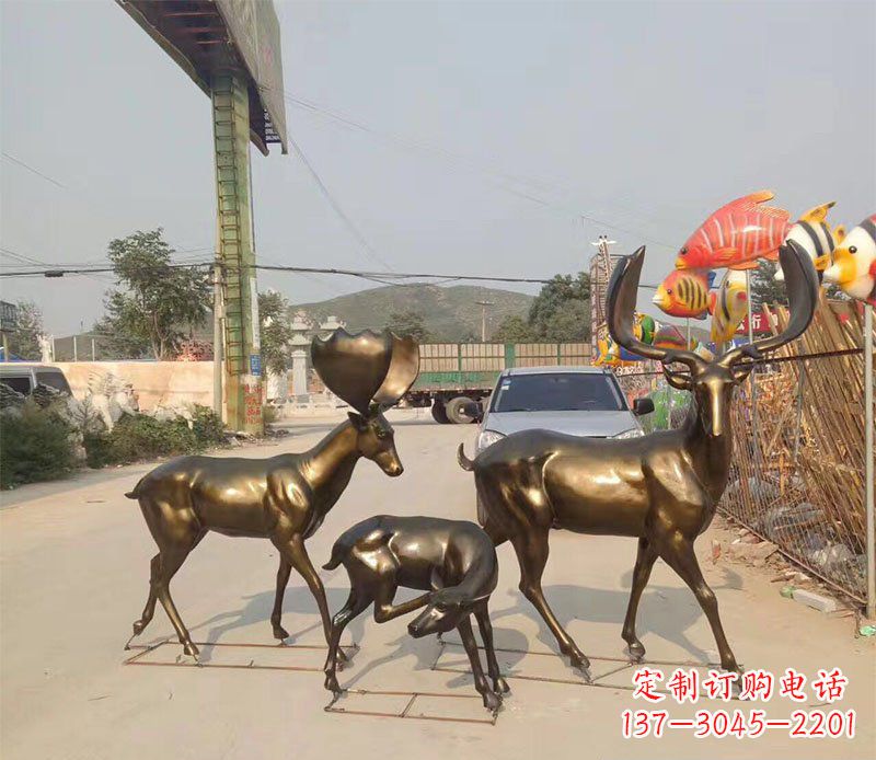 宁波鹿公园动物铜雕