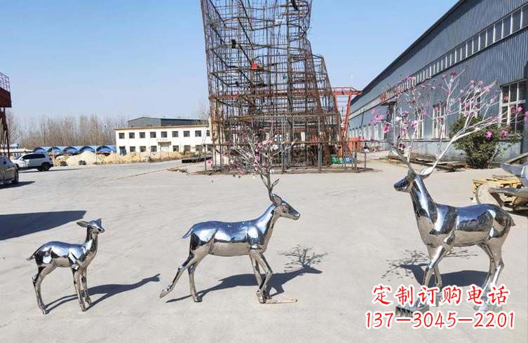 宁波梅花鹿不锈钢雕塑图片