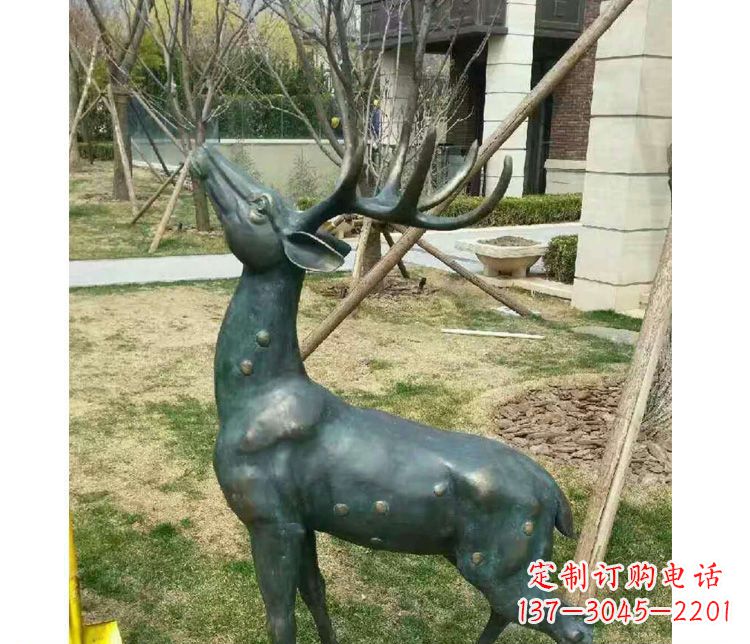 宁波梅花鹿公园动物铜雕