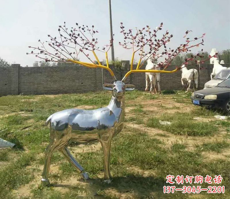 宁波梅花鹿镜面不锈钢摆件雕塑