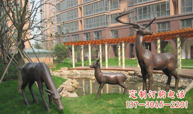 宁波梅花鹿小区景观动物铜雕
