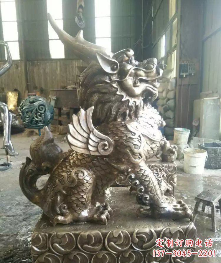 宁波门口麒麟铜雕 (3)