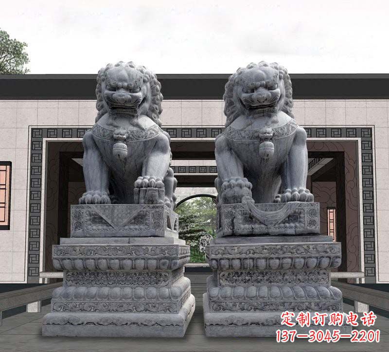 宁波门口青石传统狮子石雕