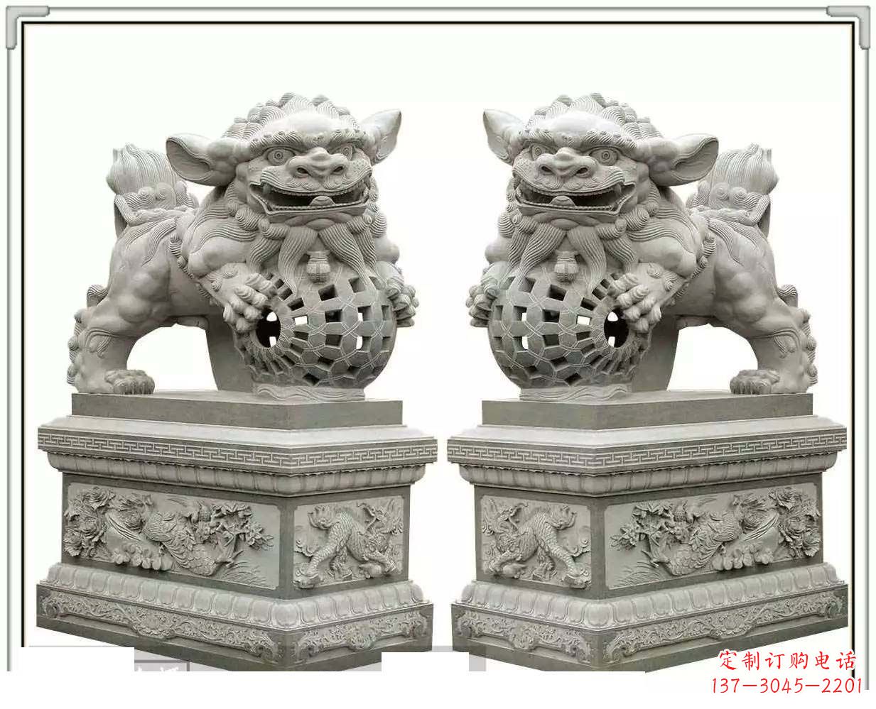 宁波精美网球狮石雕,匠心雕刻绝美网球图案