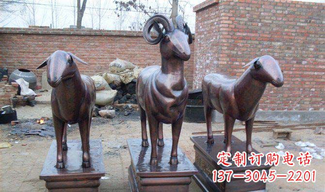宁波绵羊铸铜雕塑,仿铜动物雕塑