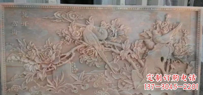 宁波美轮美奂的牡丹花石浮雕
