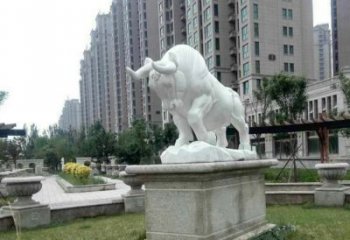 宁波汉白玉开荒牛小区园林动物石雕
