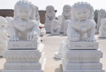 宁波汉白玉看门狮子雕塑
