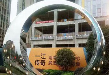 宁波让您的空间脱颖而出！时尚镜面不锈钢圆环景观雕塑