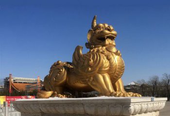 宁波鎏金铜獬豸雕塑-给您的园林更多灵魂