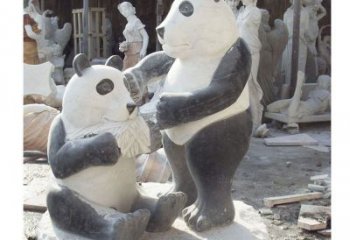 宁波母子熊猫石雕，传达真挚的亲情