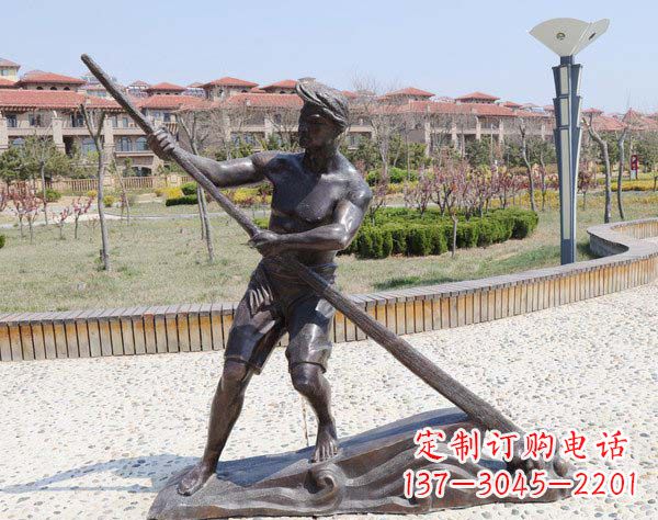 宁波男子划船铜雕塑