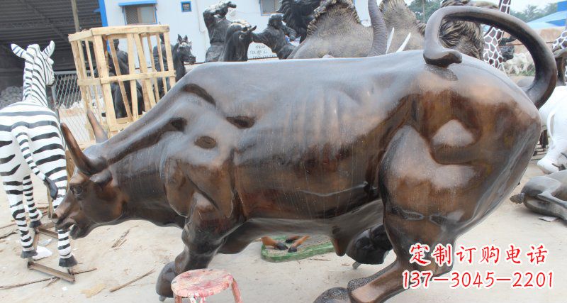 宁波牛玻璃钢仿铜动物雕塑