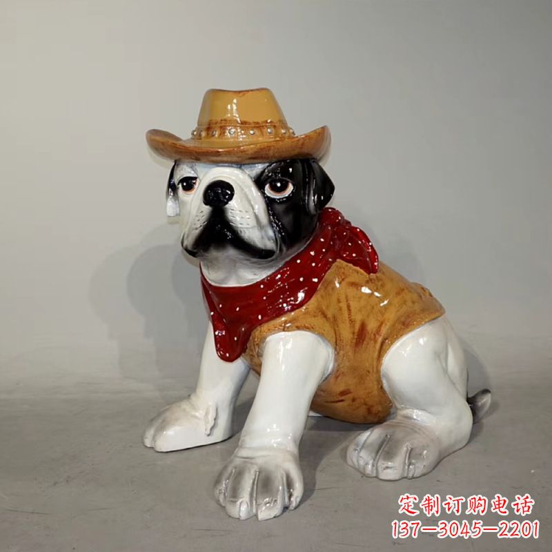 宁波牛仔造型斗牛犬 商场美陈动物狗