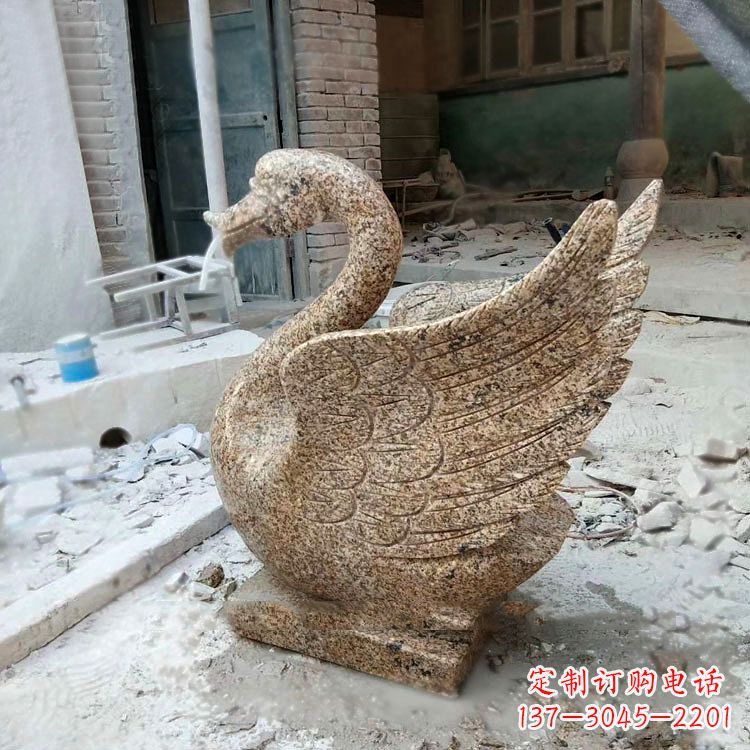 宁波应用天鹅花岗岩制作的喷水雕塑
