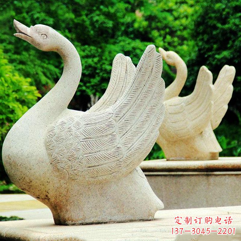 宁波高雅优美的砂岩天鹅雕塑