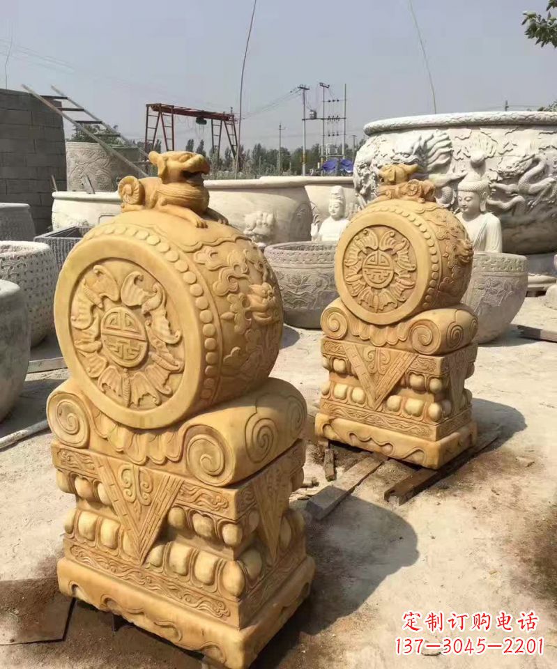 宁波福瑞貔貅抱鼓石雕塑,传承中国古老文化