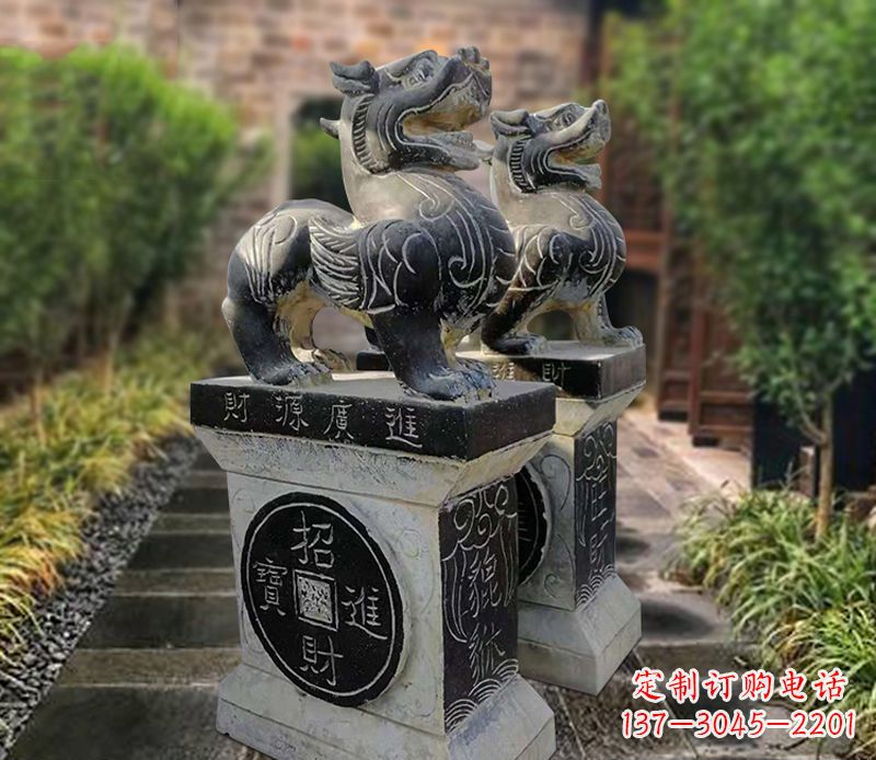 宁波貔貅石雕小区看门雕塑
