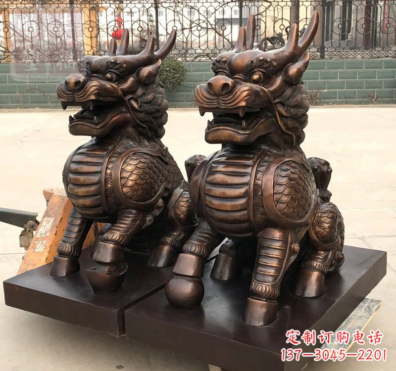 宁波高雅定制辟邪铜麒麟雕塑