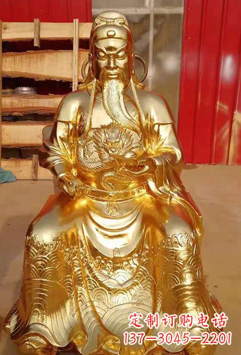 宁波传承经典,漆金关公神像雕塑