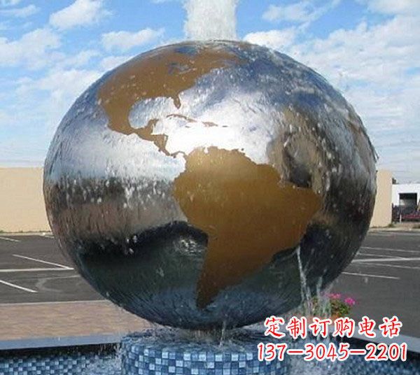 宁波企业不锈钢地球喷泉雕塑