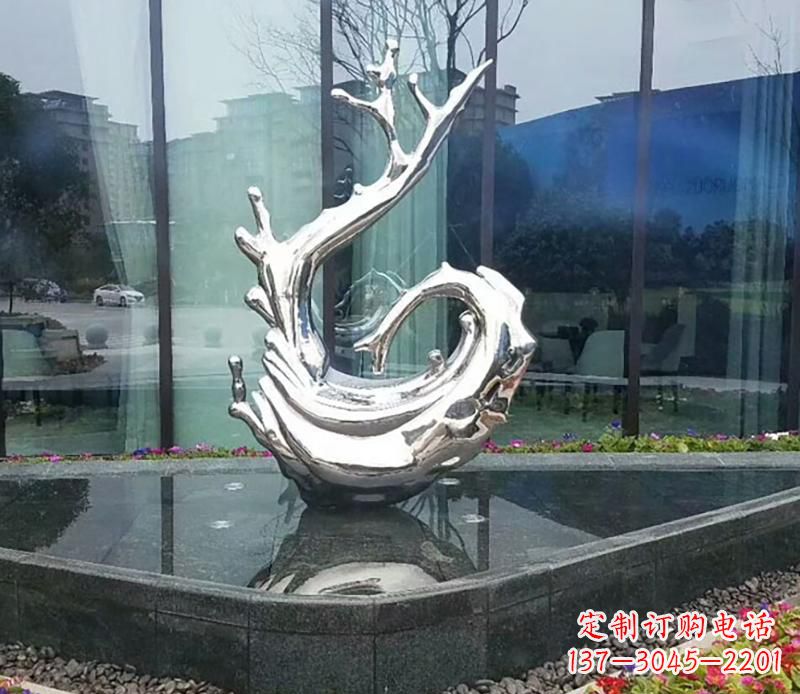 宁波企业不锈钢火苗抽象雕塑