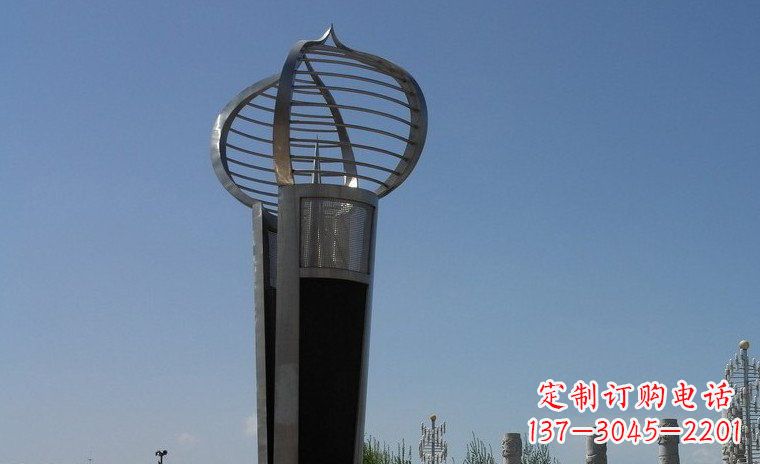 宁波企业不锈钢火炬形雕塑