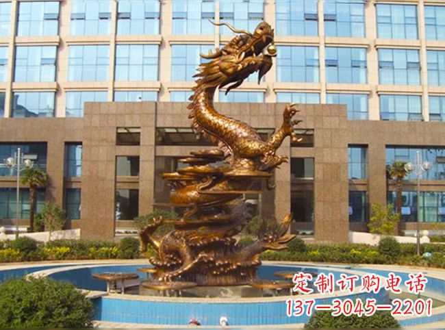 宁波企业大门铜雕龙喷泉景观雕塑