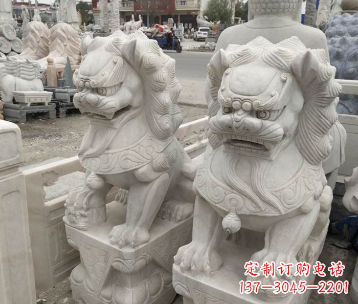 宁波企业景观大理石狮子石雕 (6)
