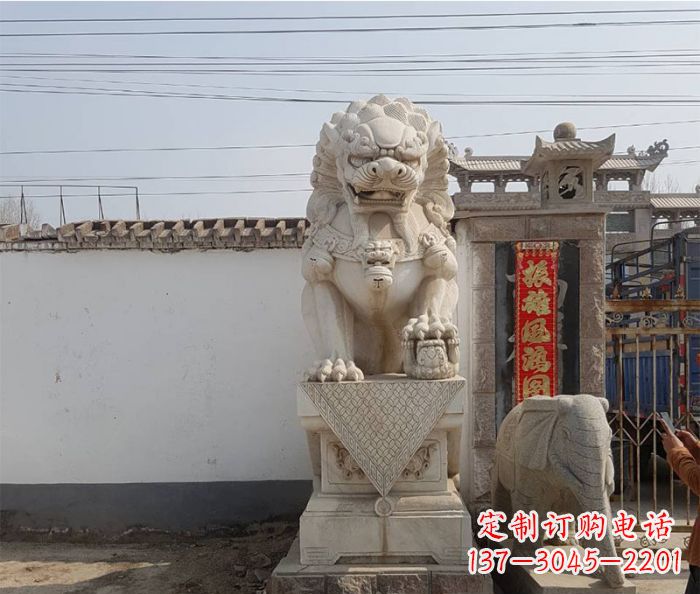 宁波企业景观大理石狮子石雕 (9)